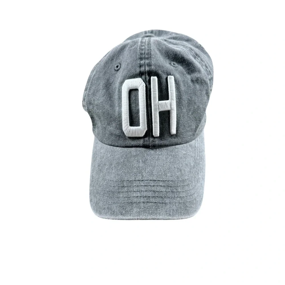 Ohio OH Faded Black Cotton Baseball Cap Dad Hat Adjustable‎ OSFM SnapBack sporty